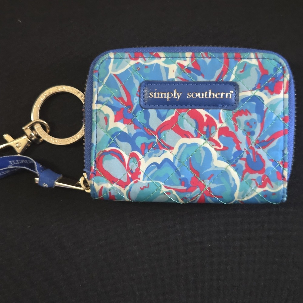 Simply Southern Quilted Wallet Card Holder Wristlet Keychain Zip Pouch